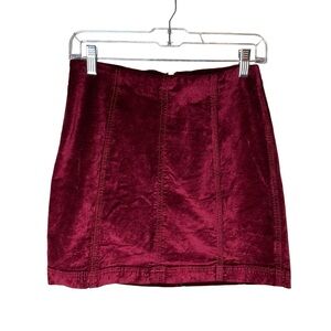 Free People Red Velvet Mini Skirt Size 8